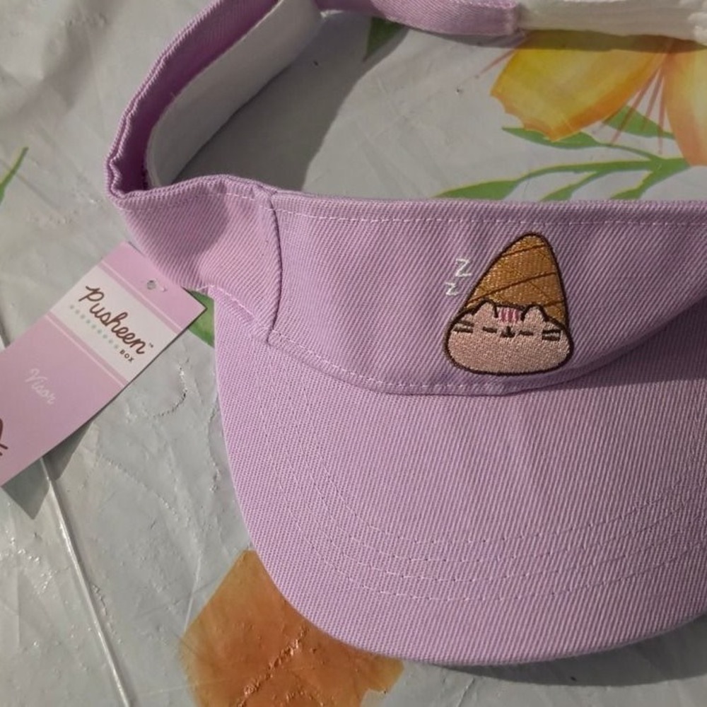 Pusheen Box Exclusive Lavender Purple Visor Sleeping Croissant Cat Hat NWT